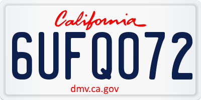 CA license plate 6UFQ072