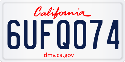 CA license plate 6UFQ074