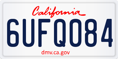 CA license plate 6UFQ084