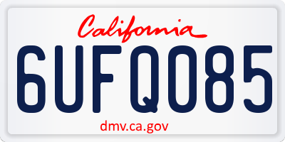 CA license plate 6UFQ085