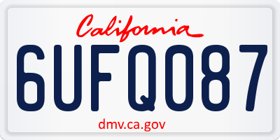 CA license plate 6UFQ087