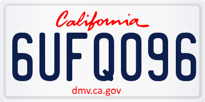 CA license plate 6UFQ096