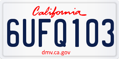 CA license plate 6UFQ103