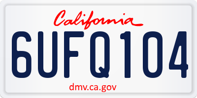 CA license plate 6UFQ104