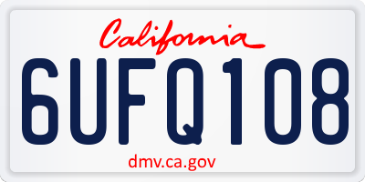 CA license plate 6UFQ108