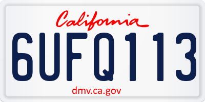 CA license plate 6UFQ113