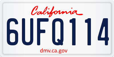 CA license plate 6UFQ114
