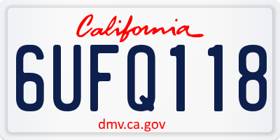 CA license plate 6UFQ118
