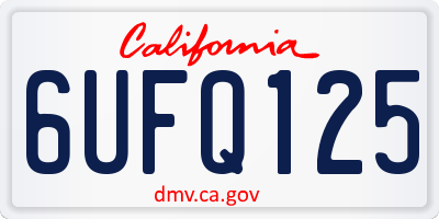 CA license plate 6UFQ125