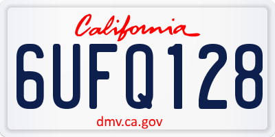 CA license plate 6UFQ128