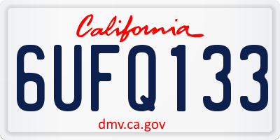 CA license plate 6UFQ133