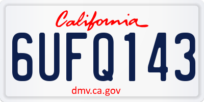 CA license plate 6UFQ143