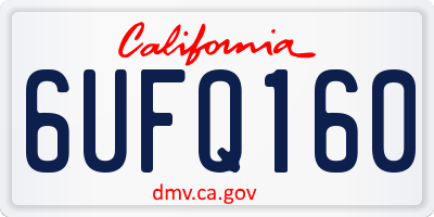 CA license plate 6UFQ160