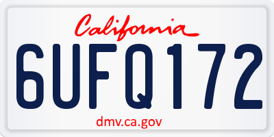 CA license plate 6UFQ172