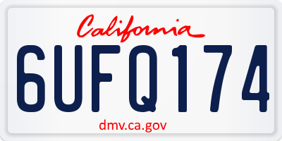CA license plate 6UFQ174