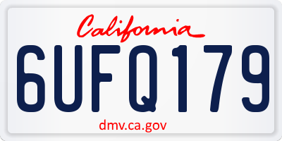CA license plate 6UFQ179