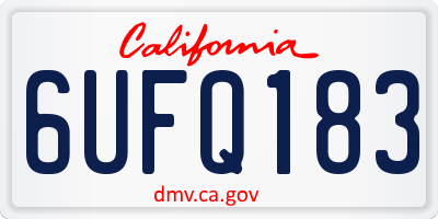 CA license plate 6UFQ183
