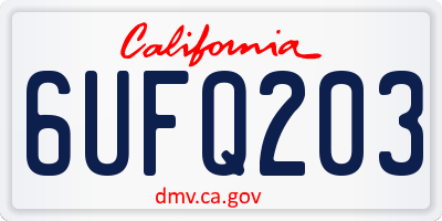 CA license plate 6UFQ203