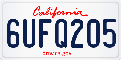 CA license plate 6UFQ205