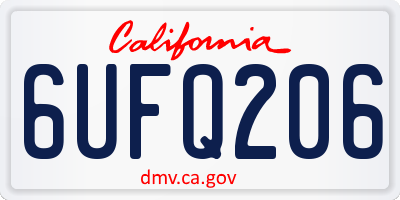CA license plate 6UFQ206