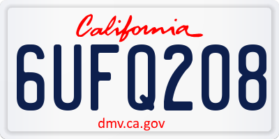CA license plate 6UFQ208