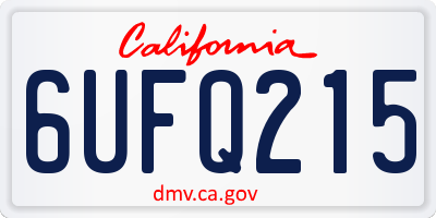 CA license plate 6UFQ215