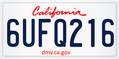 CA license plate 6UFQ216