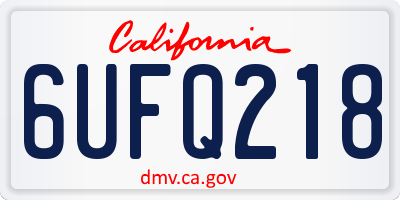 CA license plate 6UFQ218
