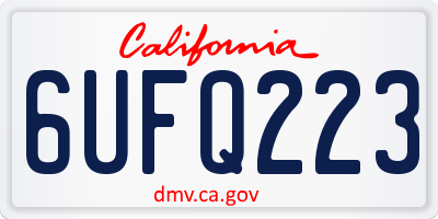 CA license plate 6UFQ223