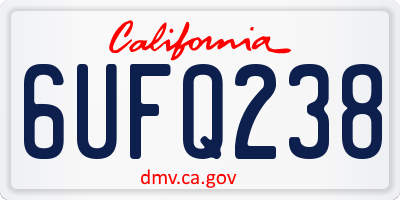 CA license plate 6UFQ238