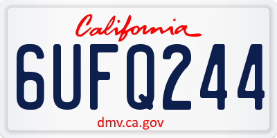 CA license plate 6UFQ244