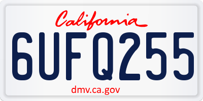 CA license plate 6UFQ255