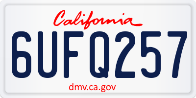 CA license plate 6UFQ257