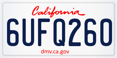 CA license plate 6UFQ260
