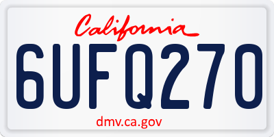 CA license plate 6UFQ270