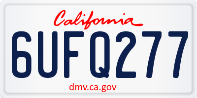 CA license plate 6UFQ277