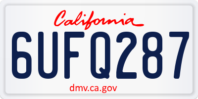 CA license plate 6UFQ287