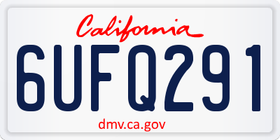 CA license plate 6UFQ291