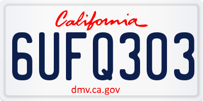 CA license plate 6UFQ303