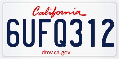 CA license plate 6UFQ312