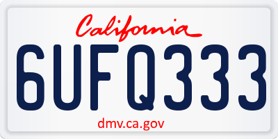 CA license plate 6UFQ333