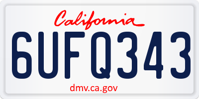 CA license plate 6UFQ343