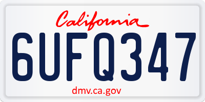 CA license plate 6UFQ347