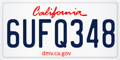 CA license plate 6UFQ348