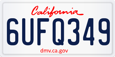 CA license plate 6UFQ349