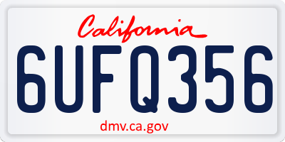 CA license plate 6UFQ356