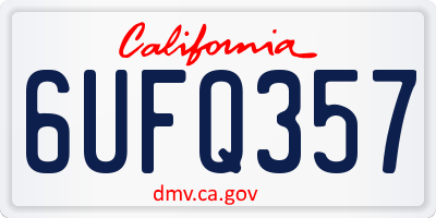 CA license plate 6UFQ357