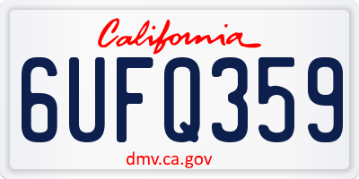 CA license plate 6UFQ359