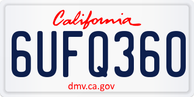 CA license plate 6UFQ360