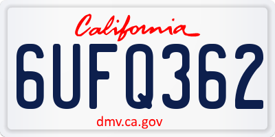 CA license plate 6UFQ362
